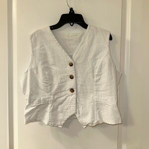 Women's White Buttoned Vest